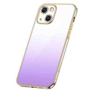For iPhone 14 Plus SULADA Iridescence Series Plating Transparent Gradient Phone Case(Purple)