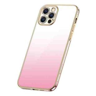For iPhone 14 Pro SULADA Iridescence Series Plating Transparent Gradient Phone Case(Pink)