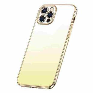 For iPhone 14 Pro SULADA Iridescence Series Plating Transparent Gradient Phone Case(Gold)