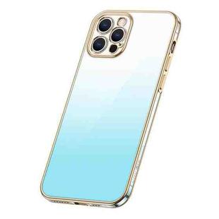 For iPhone 14 Pro SULADA Iridescence Series Plating Transparent Gradient Phone Case(Blue)