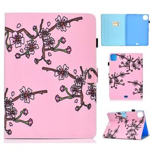 For iPad Pro 11 (2020) Sewing Thread Horizontal Painted Flat Leather Tablet Case with Sleep Function & Pen Cover & Anti Skid Strip & Card Slot & Holder(Plum Blossom)