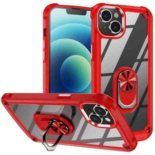 For iPhone 14 TPU + PC Lens Protection Phone Case with Ring Holder(Red)