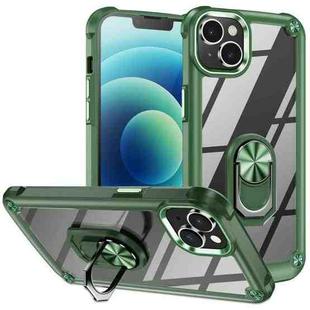 For iPhone 14 TPU + PC Lens Protection Phone Case with Ring Holder(Green)