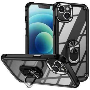 For iPhone 14 Plus TPU + PC Lens Protection Phone Case with Ring Holder(Black)