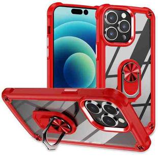 For iPhone 14 Pro TPU + PC Lens Protection Phone Case with Ring Holder(Red)