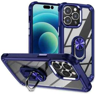 For iPhone 14 Pro Max TPU + PC Lens Protection Phone Case with Ring Holder(Blue)