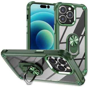 For iPhone 14 Pro Max TPU + PC Lens Protection Phone Case with Ring Holder(Green)