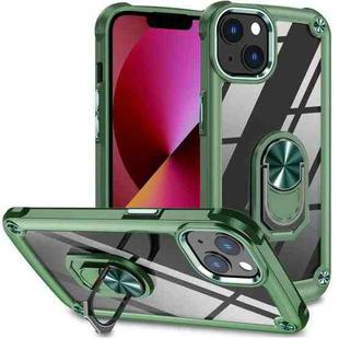 For iPhone 13 TPU + PC Lens Protection Phone Case with Ring Holder(Green)