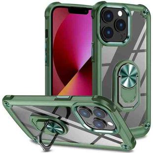 For iPhone 13 Pro TPU + PC Lens Protection Phone Case with Ring Holder(Green)