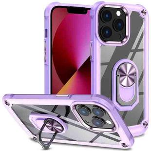 For iPhone 13 Pro TPU + PC Lens Protection Phone Case with Ring Holder(Purple)