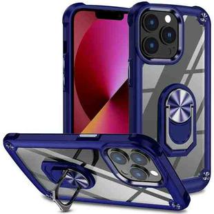 For iPhone 13 Pro Max TPU + PC Lens Protection Phone Case with Ring Holder(Blue)
