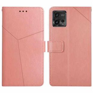 For Motorola Moto G72 4G HT01 Y-shaped Pattern Flip Leather Phone Case(Pink)