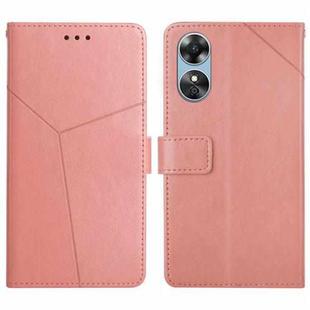 For OPPO A17 HT01 Y-shaped Pattern Flip Leather Phone Case(Pink)