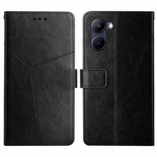 For Realme 10 4G HT01 Y-shaped Pattern Flip Leather Phone Case(Black)