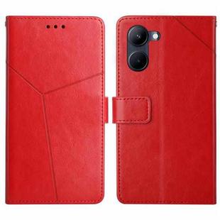 For Realme 10 4G HT01 Y-shaped Pattern Flip Leather Phone Case(Red)