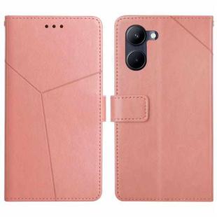 For Realme C33 HT01 Y-shaped Pattern Flip Leather Phone Case(Pink)