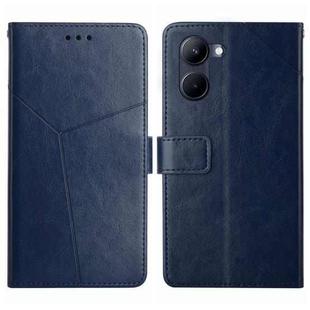 For Realme C33 HT01 Y-shaped Pattern Flip Leather Phone Case(Blue)