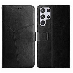For Samsung Galaxy S23 Ultra 5G HT01 Y-shaped Pattern Flip Leather Phone Case(Black)