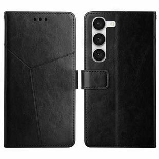 For Samsung Galaxy S23 5G HT01 Y-shaped Pattern Flip Leather Phone Case(Black)