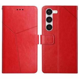 For Samsung Galaxy S23 5G HT01 Y-shaped Pattern Flip Leather Phone Case(Red)