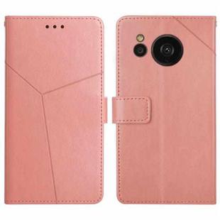 For Sharp Aquos Sense7 SH-V48 HT01 Y-shaped Pattern Flip Leather Phone Case(Pink)