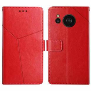 For Sharp Aquos Sense7 SH-V48 HT01 Y-shaped Pattern Flip Leather Phone Case(Red)