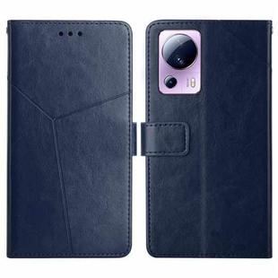 For Xiaomi 12 Lite NE HT01 Y-shaped Pattern Flip Leather Phone Case(Blue)