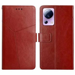 For Xiaomi 12 Lite NE HT01 Y-shaped Pattern Flip Leather Phone Case(Brown)