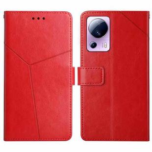 For Xiaomi 12 Lite NE HT01 Y-shaped Pattern Flip Leather Phone Case(Red)