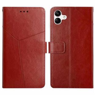 For Samsung Galaxy A04E HT01 Y-shaped Pattern Flip Leather Phone Case(Brown)