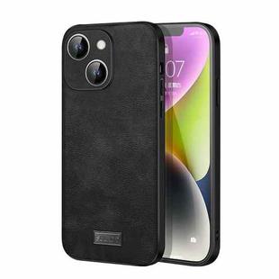 For iPhone 14 SULADA Shockproof TPU + Handmade Leather Phone Case(Black)