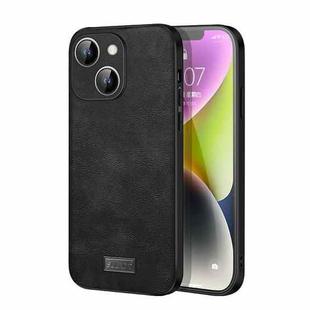 For iPhone 14 Plus SULADA Shockproof TPU + Handmade Leather Phone Case(Black)