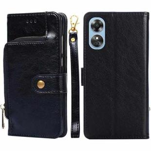 For OPPO A17 Zipper Bag Leather Phone Case(Black)