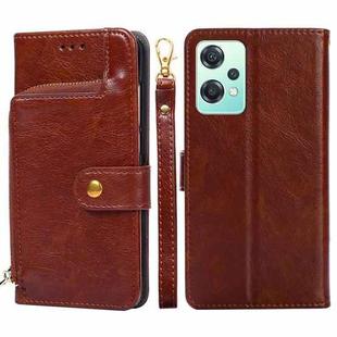 For OPPO K10x 5G Zipper Bag Leather Phone Case(Brown)