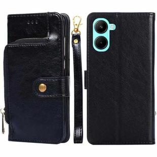For Realme C33 4G Zipper Bag Leather Phone Case(Black)