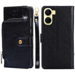 For vivo Y16 4G/Y02s 4G Zipper Bag Leather Phone Case(Black)