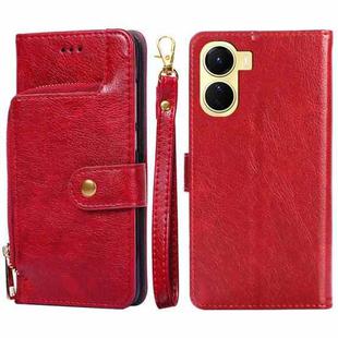 For vivo Y16 4G/Y02s 4G Zipper Bag Leather Phone Case(Red)