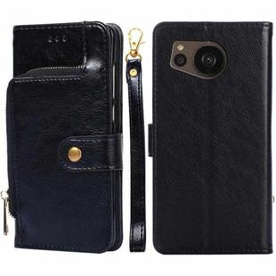 For Sharp Aquos sense7 Plus Zipper Bag Leather Phone Case(Black)
