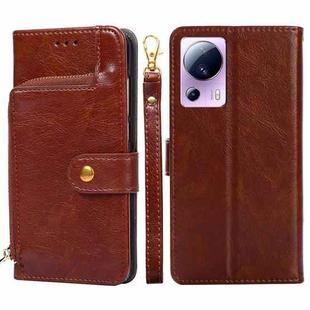 For Xiaomi Civi 2 5G Zipper Bag Leather Phone Case(Brown)