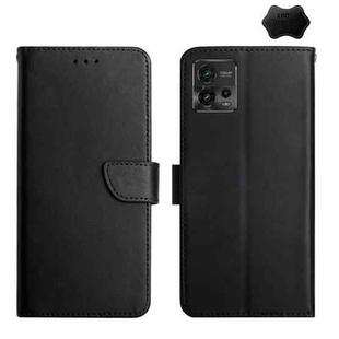 For Motorola Moto G72 4G Genuine Leather Fingerprint-proof Flip Phone Case(Black)
