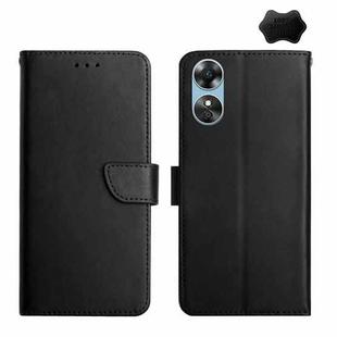 For OPPO A17 Genuine Leather Fingerprint-proof Flip Phone Case(Black)