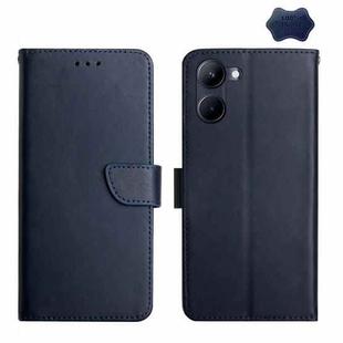 For Realme 10 5G Genuine Leather Fingerprint-proof Flip Phone Case(Blue)