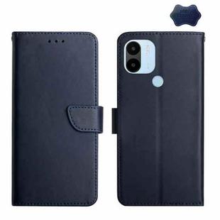 For Xiaomi Redmi A1+ Genuine Leather Fingerprint-proof Flip Phone Case(Blue)