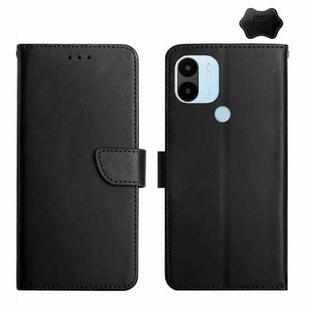 For Xiaomi Redmi A1+ Genuine Leather Fingerprint-proof Flip Phone Case(Black)