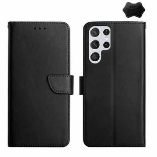 For Samsung Galaxy S23 Ultra 5G Genuine Leather Fingerprint-proof Flip Phone Case(Black)