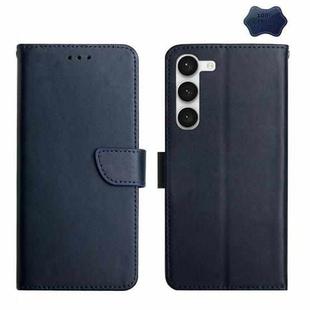 For Samsung Galaxy S23+ 5G Genuine Leather Fingerprint-proof Flip Phone Case(Blue)