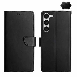 For Samsung Galaxy S23+ 5G Genuine Leather Fingerprint-proof Flip Phone Case(Black)