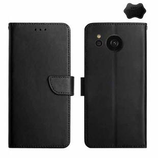 For Sharp Aquos Sense7 SH-V48 Genuine Leather Fingerprint-proof Flip Phone Case(Black)