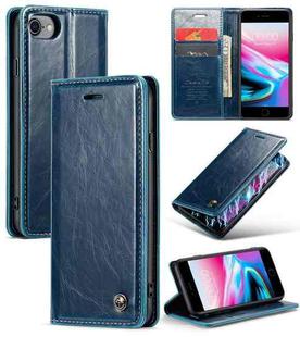 For iPhone SE 2022 / SE 2020 / 7 / 8 CaseMe 003 Crazy Horse Texture Leather Phone Case(Blue)