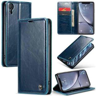 For iPhone XR CaseMe 003 Crazy Horse Texture Leather Phone Case(Blue)